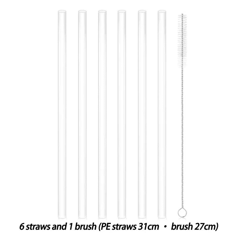 Replacement Straw Compatible with Stanley 20 oz 30 oz 40 oz Cup Tumbler, 6 Pack Reusable Straws with Cleaning Brush