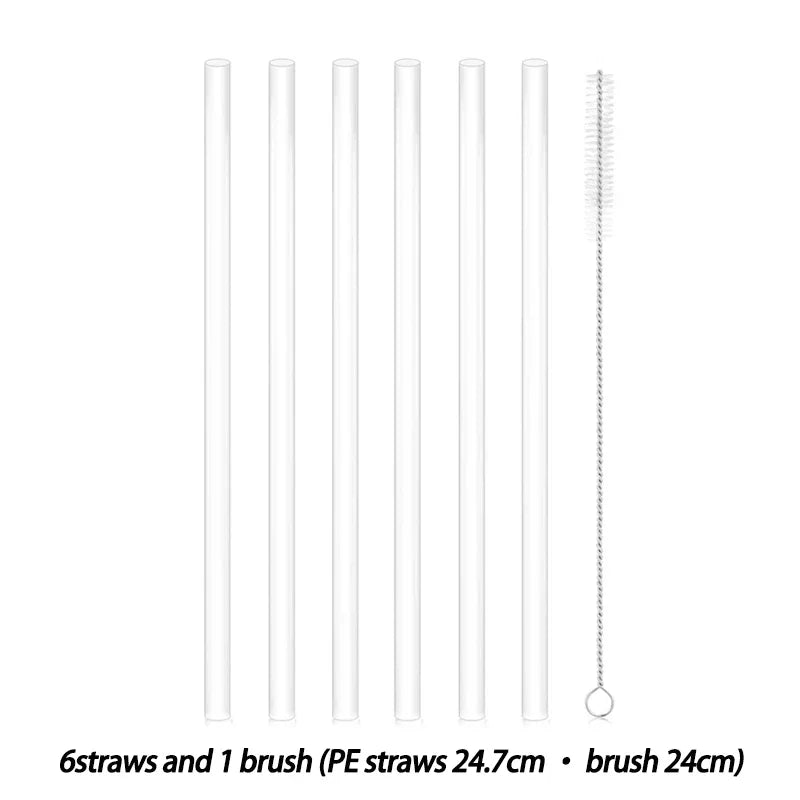 Replacement Straw Compatible with Stanley 20 oz 30 oz 40 oz Cup Tumbler, 6 Pack Reusable Straws with Cleaning Brush